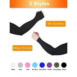 Bememo 8 Pairs Unisex UV Sun Protection Arm Sleeves Ice Silk Arm Cooling Sleeves