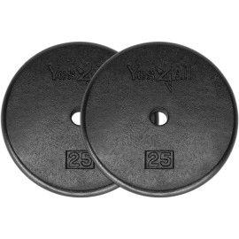 Yes4All Standard 1-Inch Cast Iron Weight Plates 5, 7.5, 10, 15, 20, 25 Lbs (Single & Pair), Black