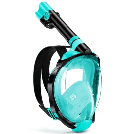 Wstoo Snorkel Mask With Latest Dry Top Breathing System,Fold 180 Degree Panoramic View Full Face Snorkel Mask Anti-Fog Anti-Leak With Camera Mount,Snorkeling Gear For Adults And Kids
