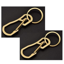 Alsmiley 2pcs Stainless Steel Carabiner Clip Retractable Ring Set Keychain Quick Release Hooks for Men Women Gold