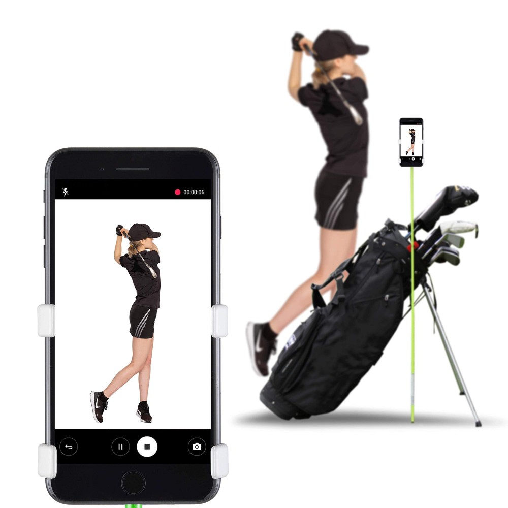 Selfiegolf Record Golf Swing - Cell Phone Holder Golf Analyzer Accessories Winner Of The Pga Best Product Selfie Putting Training Aids Works With Any Golf Bag And Alignment Stick