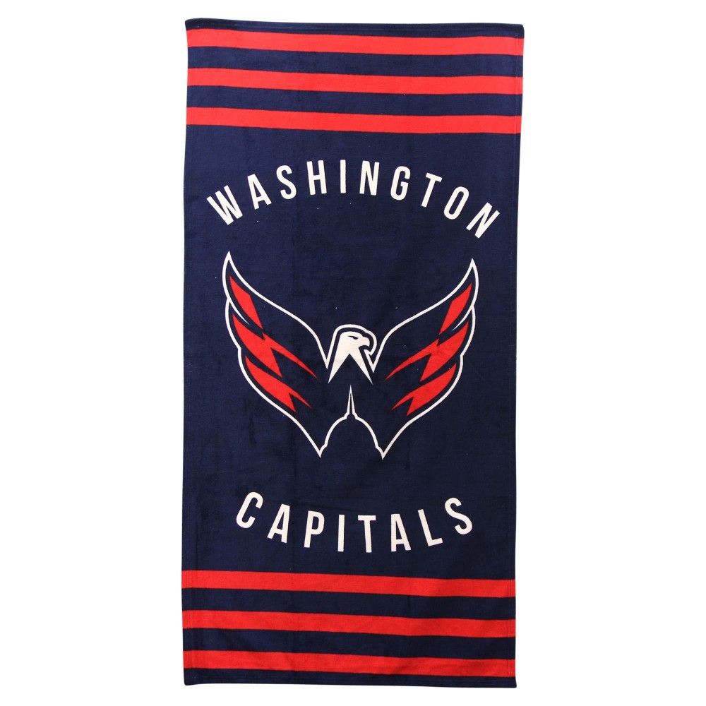 Northwest Nhl Striped Beach Bath Towel 30 X 60 (Washington Capitals)