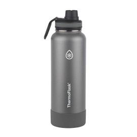 Thermoflask Stainless Steel 40-Ounce Water Bottle with Spout Lid and Bumper (Blue/Black), 2-Count