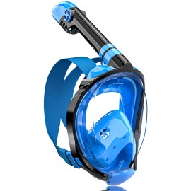 Qingsong Full Face Snorkel Mask For Adults & Kids, Snorkeling Gear With Camera Mount, Foldable 180 Degree Panoramic View Snorkeling Set Anti-Fog Anti-Leak