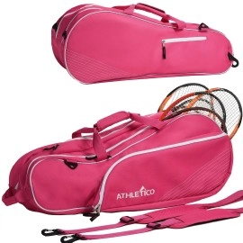 Athletico 6 Racquet Tennis Bag Padded To Protect Rackets & Lightweight Professional Or Beginner Tennis Players Unisex Design For Men, Women, Youth And Adults (Pink)
