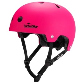 Turboske Skateboard Helmet, Bmx Helmet, Multi-Sport Helmet, Bike Helmet For Kids, Youth, Men, Women (Pink, Lxl (228-24))