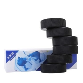 Golden Sport Ice Hockey Pucks, 6Pcs, Official Regulation, For Practicing And Classic Training, Diameter 3, Thickness 1, 6Oz, Black