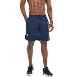 G Gradual Mens 7 Workout Running Shorts Quick Dry Lightweight Gym Shorts With Zip Pockets (Navy Blue Large)