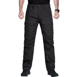 Free Soldier Mens Outdoor Tactical Pants Ripstop Military Combat Edc Cargo Pants Lightweight Hiking Work Pants (Black 38W X 30L)