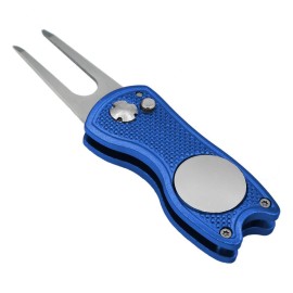 Golf Divot Repair Tool With Pop-Up Button & Magnetic Ball Marker Pitch Mark, Lightweight, Portable, Mini Divot Repair Tool, Best Choice For Professional Golfers (Blue(104))