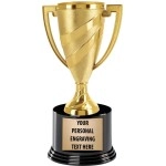 Crown Awards Gold Cup Trophies With Custom Engraving, 725 Personalized Gold Swirl Cup Achievement Trophy On Deluxe Round Base 50 Pack