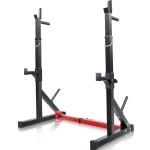 Multi-Function Barbell Rack 550Lbs Capacity Dip Stand Home Gym Fitness Adjustable Squat Rack Weight Lifting Bench Press Dipping Station (Blackred)