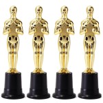 Blue Panda 4 Pack Gold Award Trophies For Movie Themed Birthday Party, Ceremonies, Competitions (9 In)