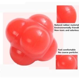 Fmelah Rubber Reaction Ball Field Training Ball And Agility Trainer By Hexagonal Ball For Hand-Eye Coordination (Red)
