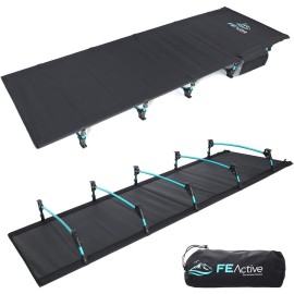 Fe Active Folding Camping Cot - Lightweight, Compact & Portable Camping Bed, Comfortable Sleeping Cots For Adults & Kids - Camp Cot Fits Single Air Mattress Paddesigned In California, Usa