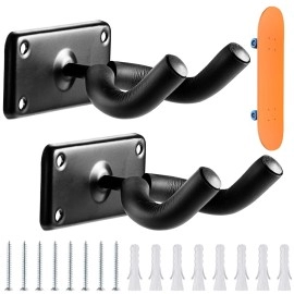 S Strailboard Skateboard Wall Hanger Premium Ski Hanger And Guitar Hanger Neatly Organized Wall Mount For Guitar, Skateboard, Longboard, Skis, Snowboards, Water Skis And More,2 Pack