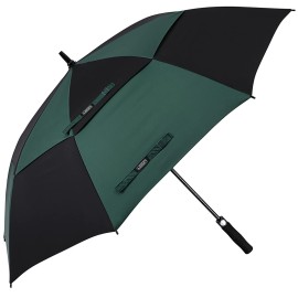G4Free 62 Inch Automatic Open Golf Umbrella Extra Large Oversize Double Canopy Vented Windproof Waterproof Stick Umbrellas(Black/Dark Green)