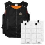 Cooling Vest With 4 Ice Packs Lightweight Quick Recharge Cooling Ergodyne Chill Its 6260 Black Small Medium