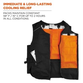 Cooling Vest With 4 Ice Packs Lightweight Quick Recharge Cooling Ergodyne Chill Its 6260 Black Small Medium