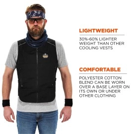 Cooling Vest With 4 Ice Packs Lightweight Quick Recharge Cooling Ergodyne Chill Its 6260 Black Small Medium