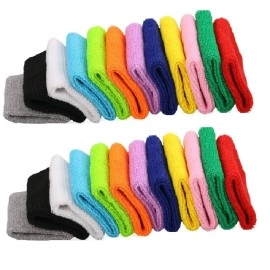 OLIREXD 12 Pairs (24 PCS) Colorful Sports Wristbands Cotton Sweatband Wristbands Wrist Sweatbands Wrist Sweat Bands for for Men and Women, Good for Tennis, Basketball, Running, Gym, Working Out