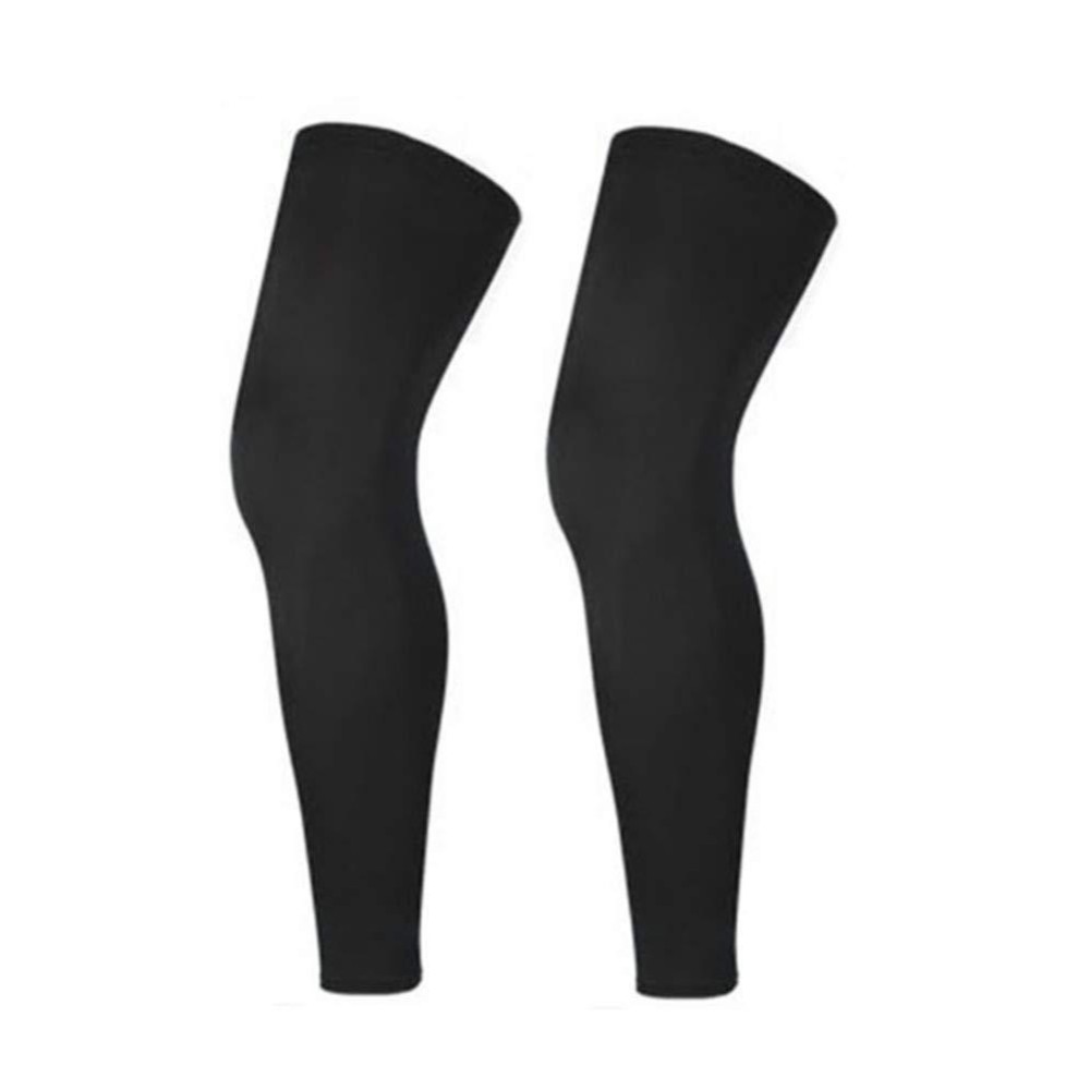 Mcolics Sports Non Slip compression Full Knee Leg Long Sleeves (1 Pair) for Adult Men Women, Leg Pant Tights Knee Brace Thigh calf Support for Basketball Football cycling Running (Black, Large)