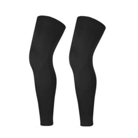 Mcolics Sports Non Slip compression Full Knee Leg Long Sleeves (1 Pair) for Adult Men Women, Leg Pant Tights Knee Brace Thigh calf Support for Basketball Football cycling Running (Black, Large)