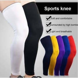 Mcolics Sports Non Slip compression Full Knee Leg Long Sleeves (1 Pair) for Adult Men Women, Leg Pant Tights Knee Brace Thigh calf Support for Basketball Football cycling Running (Black, Large)