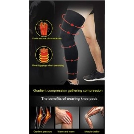 Mcolics Sports Non Slip compression Full Knee Leg Long Sleeves (1 Pair) for Adult Men Women, Leg Pant Tights Knee Brace Thigh calf Support for Basketball Football cycling Running (Black, Large)