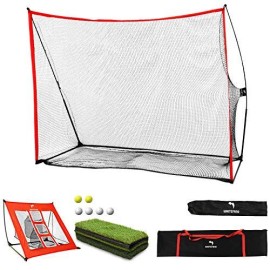 Whitefang Golf Net Bundle Golf Practice Net 10X7 Feet With Golf Chipping Nets Golf Hitting Mat Golf Balls Packed In Carry Bag For Backyard Driving Indoor Outdoor (4 In 1)