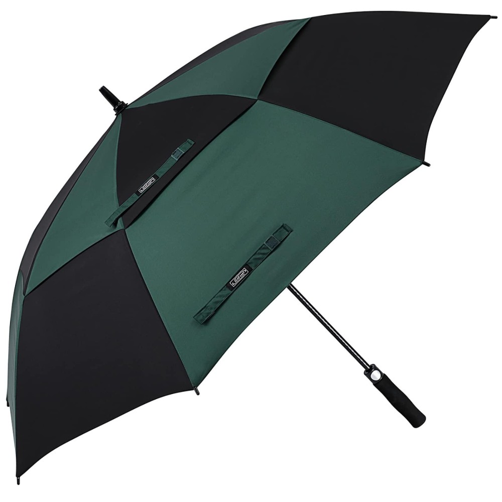 G4Free 54 Inch Automatic Open Golf Umbrella Windproof Extra Large Oversize Double Canopy Vented Windproof Waterproof Stick Umbrellas For Men (Black/Dark Green)