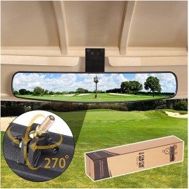 10L0L Universal Adjustable Golf Cart Panoramic Rear View Mirror, Rotatable 270 Rotation 16.5