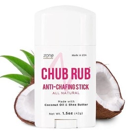 Zone Naturals Chub Rub Stick - 100% Natural Anti Chafing Stick - Friction Defense Anti Chafe Stick Reduces Rubbing And Irritation - 1.5 Ounce