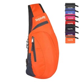Suyzufly Men Women Foldable Sling Bags Shoulder Chest Backpack Crossbody Daypack For Cycling Walking Hiking Orange