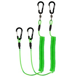 Booms Fishing T02 Fishing Pole Tether, Kayak Paddle Leash, Paddle Board Fishing Accessories, Heavy Duty Fishing Lanyard For Fishing Tools/Rods/Paddles, Green 2Pcs