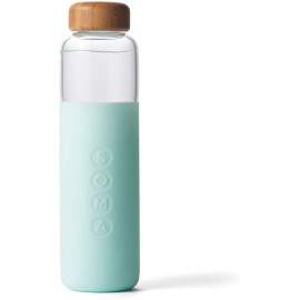 Soma Glass Water Bottle with Silicone Sleeve, BPA-Free, Mint, 17oz