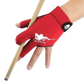 Quick-Dry Breathable Billiard Shooters Carom Pool Snooker Cue Sport Glove Fits on Left Hand (Red-Left Hand, L/XL)