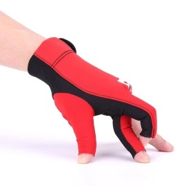 Quick-Dry Breathable Billiard Shooters Carom Pool Snooker Cue Sport Glove Fits on Left Hand (Red-Left Hand, L/XL)