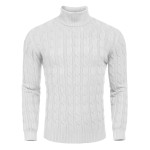 Coofandy Mens Slim Fit Turtleneck Sweater Casual Twisted Knitted Pullover Sweaters (Small, White)