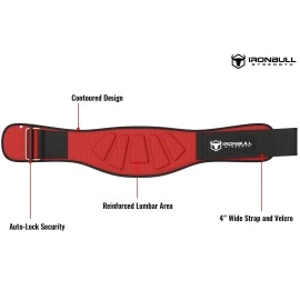 Iron Bull Strength Weightlifting Belt For Men And Women - 6 Inch Auto-Lock Weight Lifting Back Support, Workout Back Support For Lifting, Fitness, Cross Training And Powerlifitng (Large, Red)