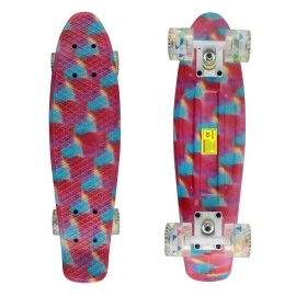 Skateboard Youth 22 Inch Mini Cruiser Retro Starry Adults Skateboards For Kids Boys Girls Beginners Child Toddler Teenagers Dog Age 5 (Mixture Of Pink And Blue)