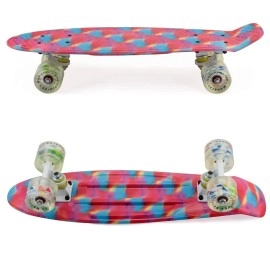 Skateboard Youth 22 Inch Mini Cruiser Retro Starry Adults Skateboards For Kids Boys Girls Beginners Child Toddler Teenagers Dog Age 5 (Mixture Of Pink And Blue)