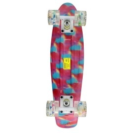 Skateboard Youth 22 Inch Mini Cruiser Retro Starry Adults Skateboards For Kids Boys Girls Beginners Child Toddler Teenagers Dog Age 5 (Mixture Of Pink And Blue)