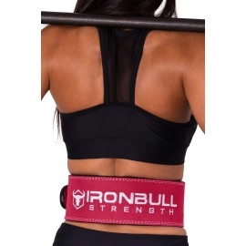 Iron Bull Strength Powerlifting Belt/Weight Lifting Belt - 10mm Double Prong - 4-inch Wide - Advanced Back Support for Weightlifting and Heavy Power Lifting (Pink, Large)