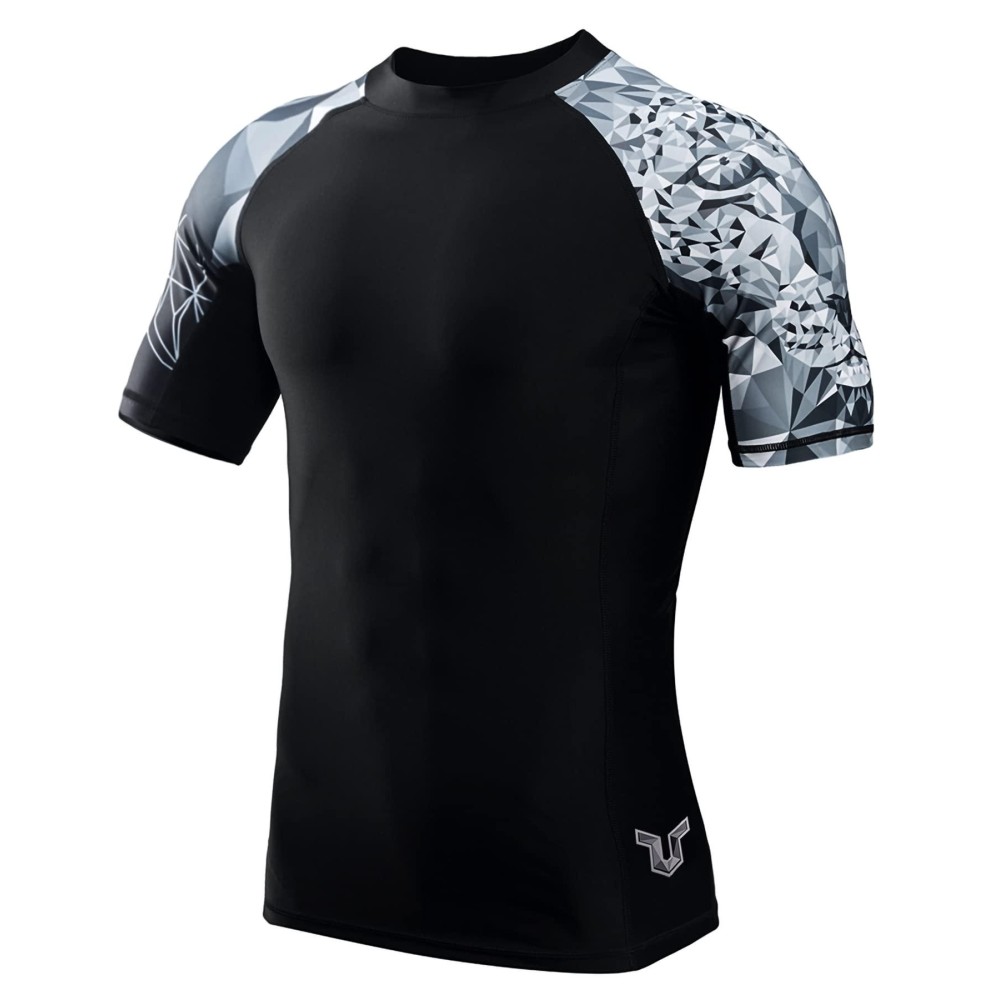 Men'S Splice Uv Sun Protection Upf 50+ Skins Rash Guard Short Sleeves(Jaguar,2Xl)