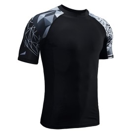 Men'S Splice Uv Sun Protection Upf 50+ Skins Rash Guard Short Sleeves(Jaguar,2Xl)