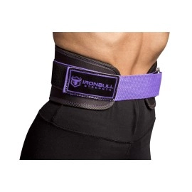 Iron Bull Strength Women Weight Lifting Belt - High Performance Neoprene Back Support - Light Weight & Heavy Duty Core Support for Weightlifting and Fitness (Black/Purple, Large)