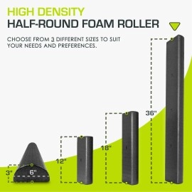 ProsourceFit High Density Half Round Foam Roller Parent 36x3, Black