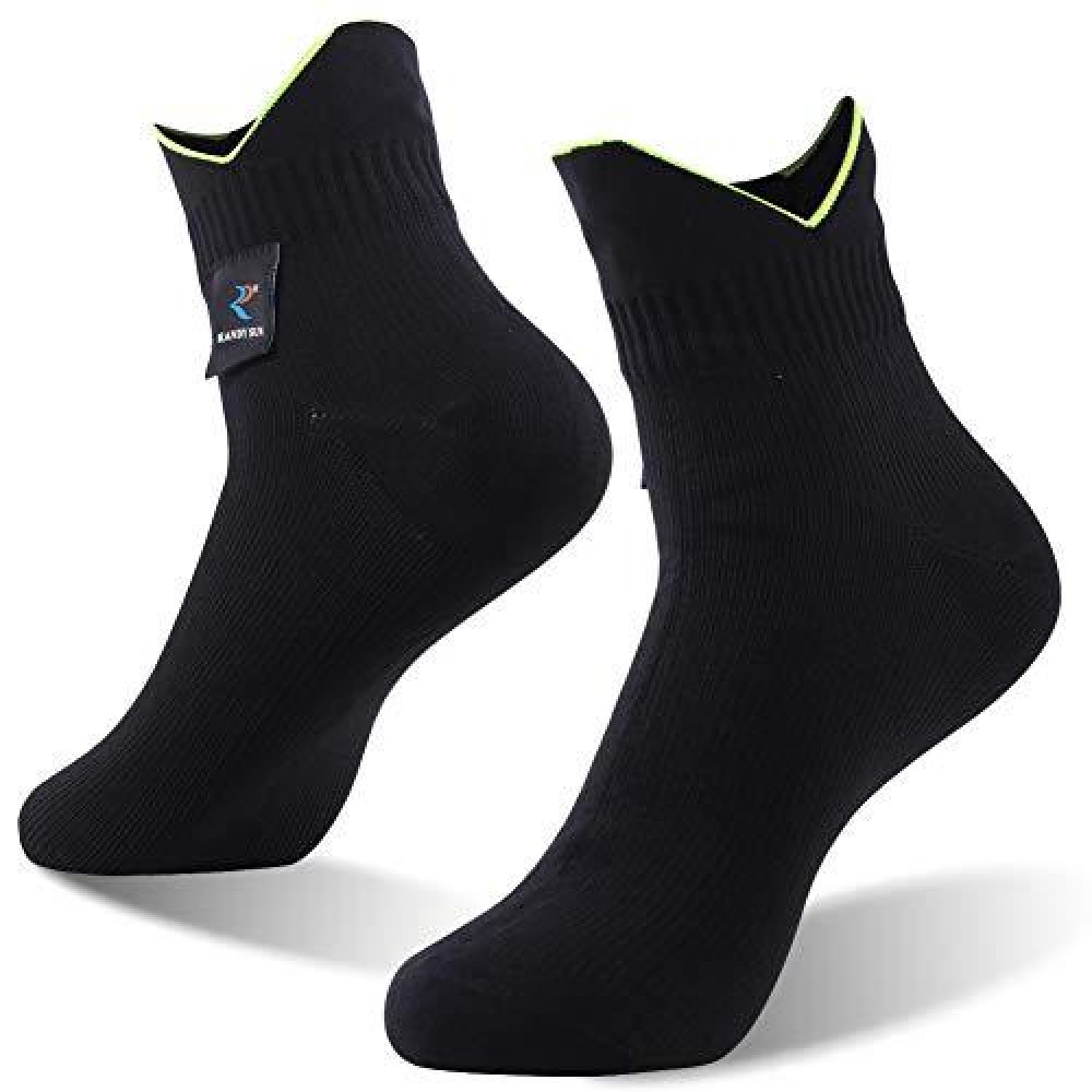 Randy Sun Ankle Tennis Socks, Breathable Waterproof Unisex Running Hiking Skiing Socks, 1 Pair-Black Medium