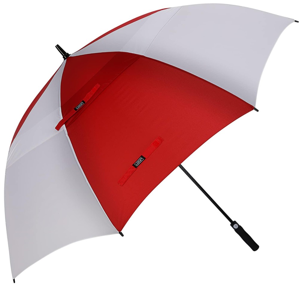 G4Free 54 Inch Automatic Open Golf Umbrella Windproof Extra Large Oversize Double Canopy Vented Windproof Waterproof Stick Umbrellas For Men (Red/White)